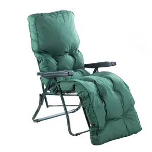 Alfresia Relaxer Garden Chair, Green Frame with Classic Green Cushion