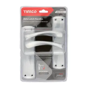 Timco - Zeta Latch Handles  - Satin Chrome (Size 175 x 45 - 2 Pieces)