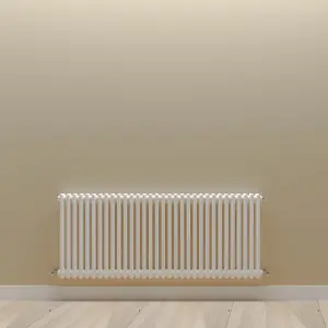 Horizontal White Double Column Radiator (H) 600mm x (W) 1460mm, 6678 BTU.