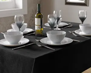 Tablecloth Black Linen Dining Table Cover Round Circular 180cm