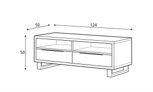 Halle 41 TV Cabinet W1240mm H500mm D500mm in Oak Wotan, Compact Design with Storage & Cable Management