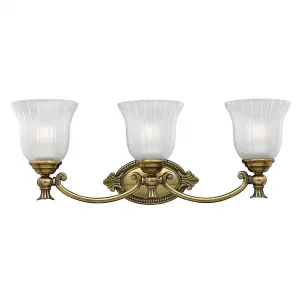 Luminosa Francoise 3 Light Bathroom Over Mirror Wall Light Burnished Brass IP44, G9