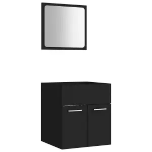 Berkfield 2 Piece Bathroom Furniture Set Black Engineered Wood