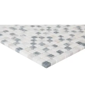 Ikarai Light grey Matt Marble effect Natural stone Mosaic tile sheet, (L)300mm (W)300mm