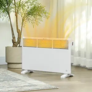 HOMCOM 1500W Panel Heater, Low Energy Electric Heater for Home, White