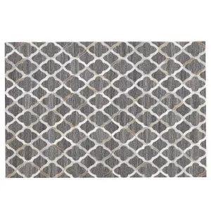 Cowhide Area Rug 160 x 230 cm Grey and Beige ROLUNAY