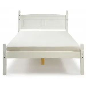 Corona White 4ft6 Double Low End Bed Frame Solid Pine with Mexican Styling