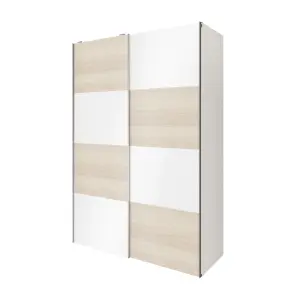 GoodHome Atomia Freestanding White oak effect Particle board Wardrobe (H)2250mm (W)1500mm (D)655mm