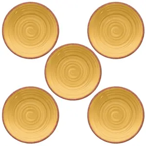 Purely Home Rustic Swirl Yellow Melamine Side Plates - Set of 5