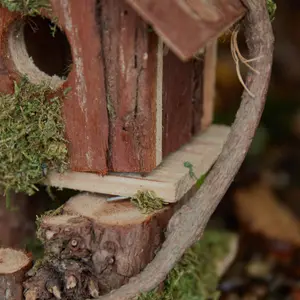 Rustic Wooden Bird House & Flower Pot Planter Bird Nesting Box Gift Idea