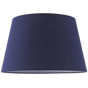 14" Round Tapered Lamp Shade Navy Blue Cotton Fabric Modern Simple Light Cover