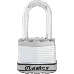 Master Lock Excell Heavy duty Laminated Steel Black Open shackle Padlock (W)45mm