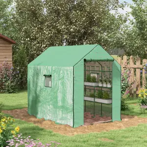 Outsunny Walk-in Outdoor Green House with Door and Mesh Windows, Green