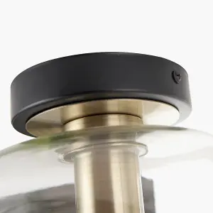 Minimalist Industrial Glass Flush Dome Ceiling Light