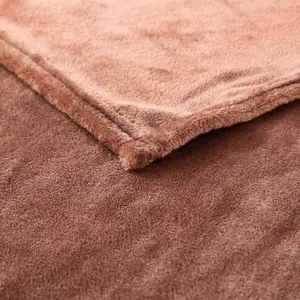 Neel Blue Soft Fluffy Fleece Blanket - Brown - 130cm x 150cm