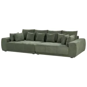 4 Seater Chenille Sofa Dark Green TORPO