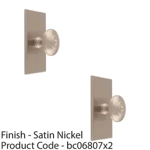 2 PACK - 32mm Round Cabinet Door Knob & 76x40mm Matching Backplate - Satin Nickel Handle