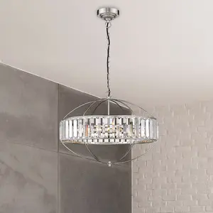 Luminosa Contemporary Pendant Ceiling 4 Light Satin Nickel, Crystal