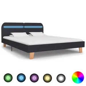 Berkfield Bed Frame with LED Dark Grey Fabric 150x200 cm 5FT King Size