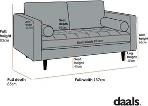 Henrietta 2-Seater Sofa, Teal Velvet - Daals - Sofas