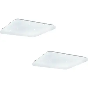 2 PACK Wall Flush Ceiling Light White Shade White With Crystal Effect LED 33.5W