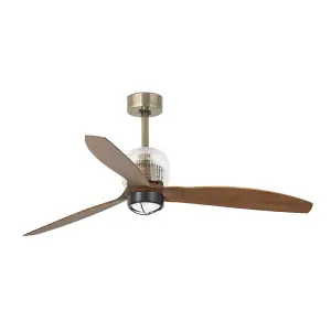 Luminosa Deco LED Gold, Wood Ceiling Fan with DC Motor, 3000K