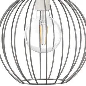 Luminosa Melone 2 Light Wire Frame Pendant Ceiling Light, Grey