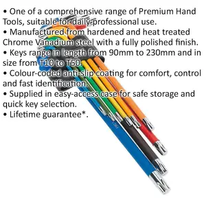 Premium 9 Piece Colour Coded TRX-Star Key Set - T10 to T50 Sizes - Anti-Slip Design