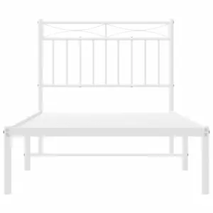 Berkfield Metal Bed Frame with Headboard White 90x190 cm