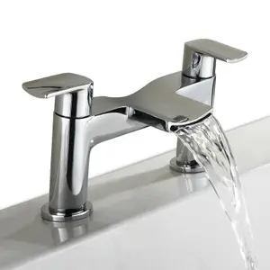 Nes Home Galaxy Deck Mounted Solid Brass Waterfall Bath Filler Mixer Tap Chrome