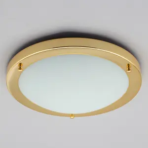 Litecraft Mari Brass 18w Large LED Flush Bathroom Ceiling Light