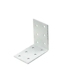 Abru Silver effect Powder-coated Steel Perforated Angle bracket (H)40mm (W)60mm (L)60mm