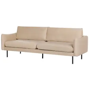 3 Seater Velvet Sofa Beige VINTERBRO