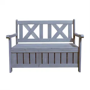 Outdoor Garden Storage Bench - Grey