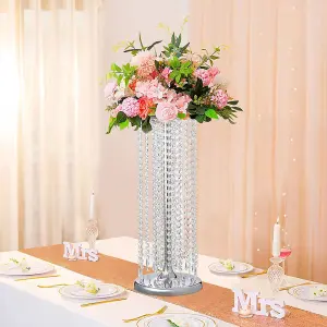 Silver Crystal Flowers Stand Tall Vase Wedding Table Centerpiece 600 x 200 mm