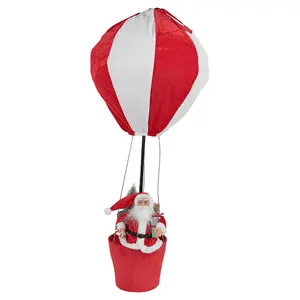 URBNLIVING Santa in Basket 90cm Red & White Pop Up Hot Air Balloon Christmas Xmas Decoration Ornament