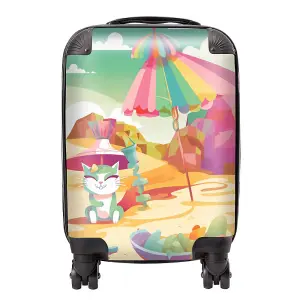 Kitten On A Beach Holiday Suitcase - Small