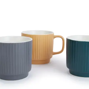 6pc Sanctuary Colour Textured Mugs