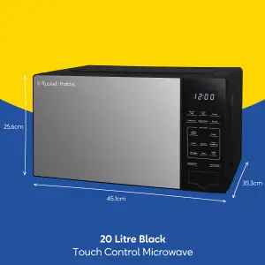 Russell Hobbs RHMT2005B Compact Digital Microwave with Touch Control, 20L, Black