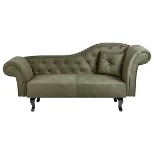 Right Hand Velvet Chaise Lounge Olive Green LATTES II