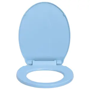 Soft-Close Toilet Seat Quick Release Blue Oval