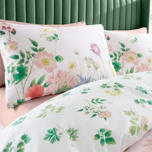 Anhthu Cotton Floral Duvet Cover Set with Pillowcases Pink / King Duvet Cover + 2 Standard Pillowcases