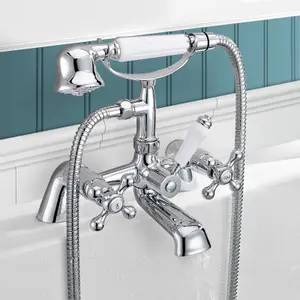 Trafford Victorian Bath Shower Mixer & Basin Mono Mixer Tap Chrome