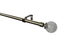 GoodHome Antiki Antique brass effect Extendable Ball Curtain pole Set, (L)2000mm-3300mm (Dia)19mm