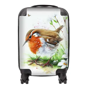 Robin And Daisies Watercolour Suitcase - Mini Cabin