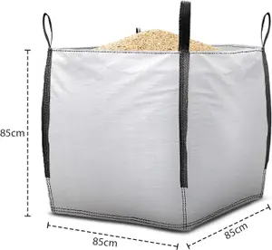 Primes DIY PREMIUM GRADE 1 Ton FIBC Bulk Jumbo Bags, Industrial Woven Material, Storage Sack Lifting Handles-85x85x85cm-50 Pack