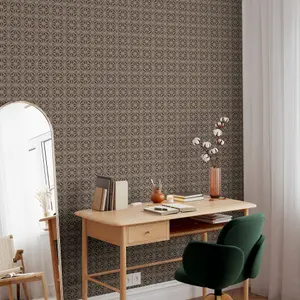 Hotel Luxe Moorish Mosaic Chocolate Brown Wallpaper