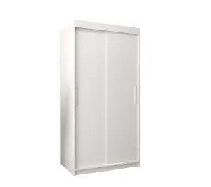 Tokyo Contemporary 2 Sliding Door Wardrobe 5 Shelves 2 Rails White Matt (H)2000mm (W)1000mm (D)620mm