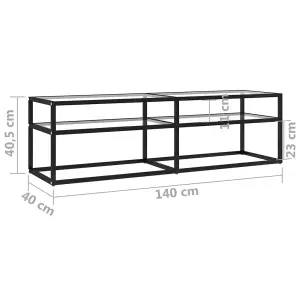 vidaXL TV Cabinet Transparent 140x40x40.5 cm Tempered Glass