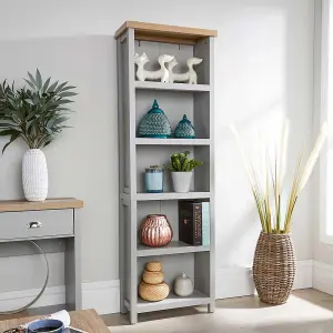 Home Source Avon 5 Shelves Tall Bookcase Storage Unit Grey